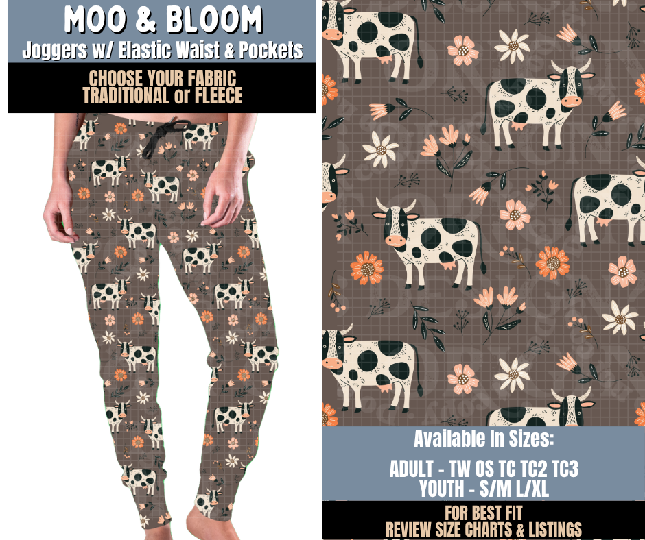 Preorder! Closes 9/24. ETA Dec. Moo & Bloom Joggers Choose Fleece or Traditional