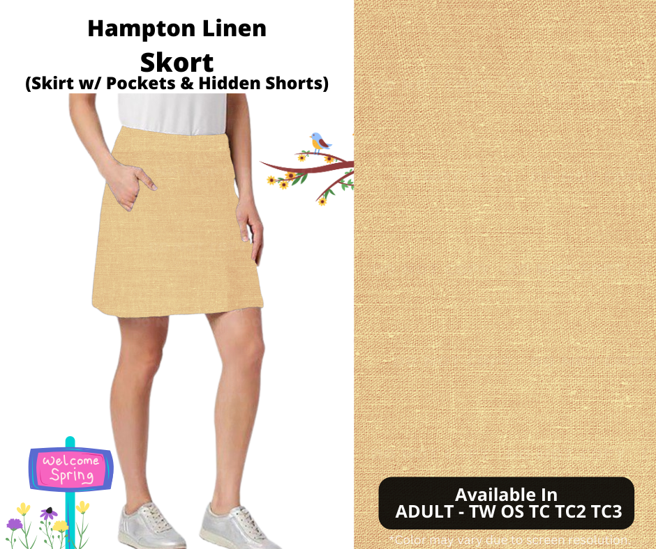 Preorder! Closes 1/15. ETA April. Hampton Linen Skort