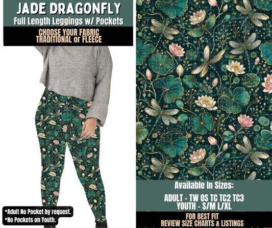 Preorder! Closes 9/17. ETA Dec. Jade Dragonfly Leggings Choose Fleece or Traditional