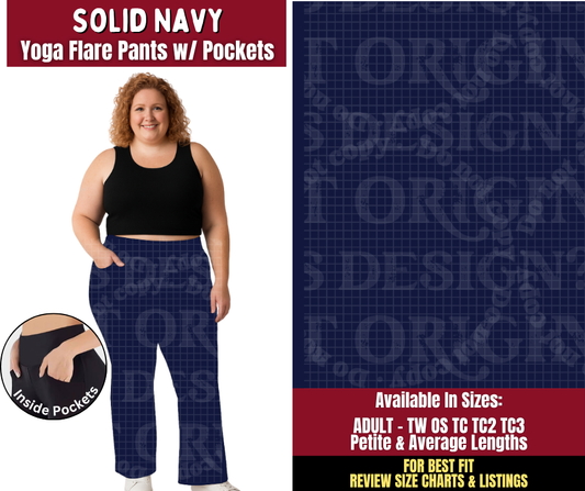 Preorder! Closes 9/28. ETA Dec. Solid Navy Yoga Flare Pants