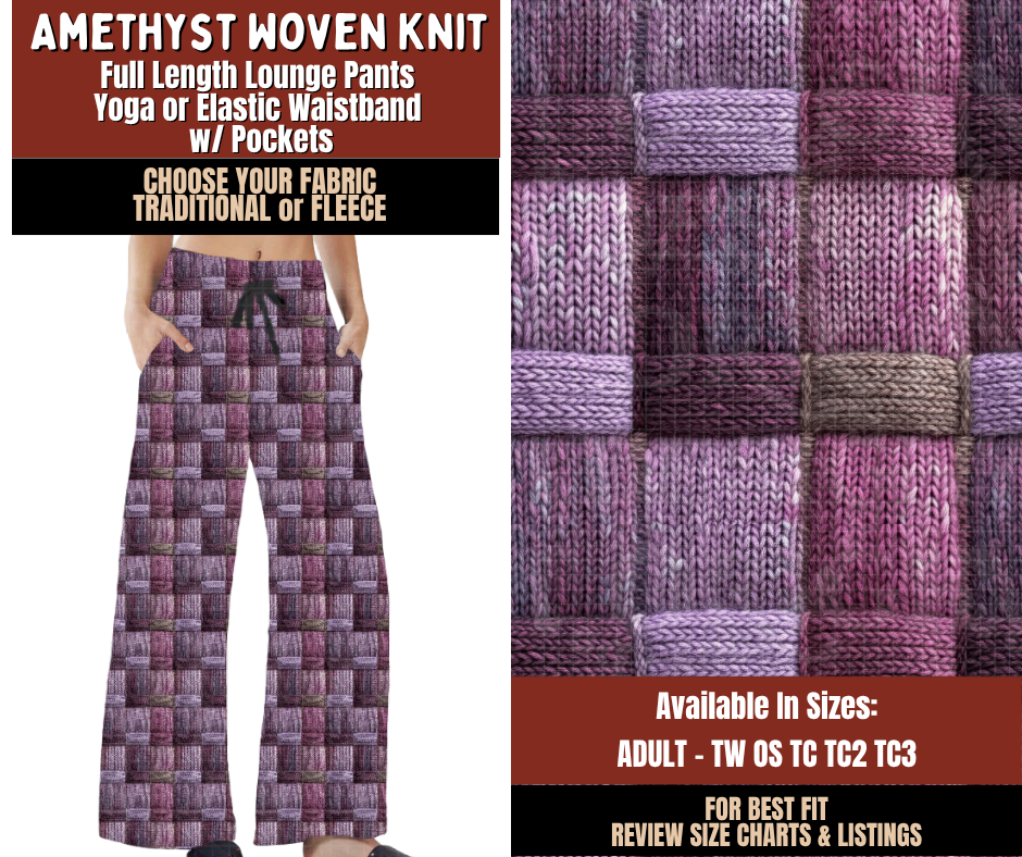 Preorder! Closes 9/21. ETA Dec. Amethyst Woven Knit Lounge Pants Choose Fleece or Traditional