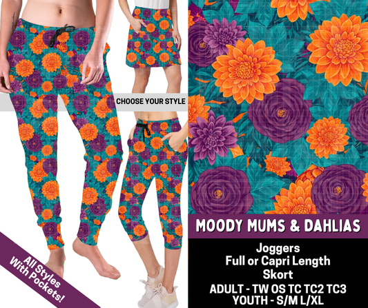 Preorder! Closes 7/9. ETA Oct. Moody Mums & Dahlias Combo Jogger Lengths & Skort