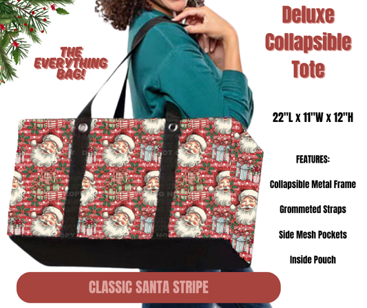 Preorder! Closes 9/1. ETA Dec. Classic Santa Stripes Collapsible Tote