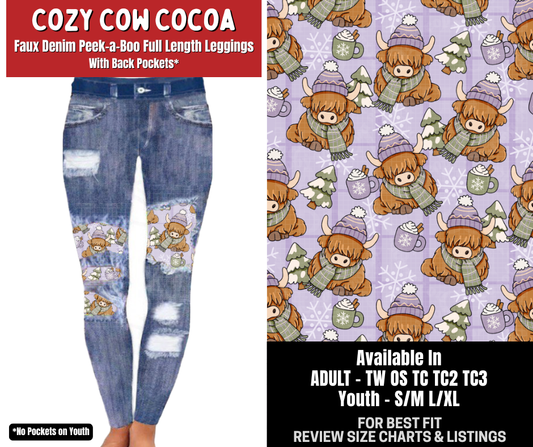 Preorder! Closes 8/31. ETA Dec. Cozy Cow Cocoa Full Length Faux Denim Peekaboo