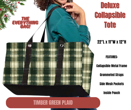 Preorder! Closes 9/1. ETA Dec. Timber Green Plaid Collapsible Tote