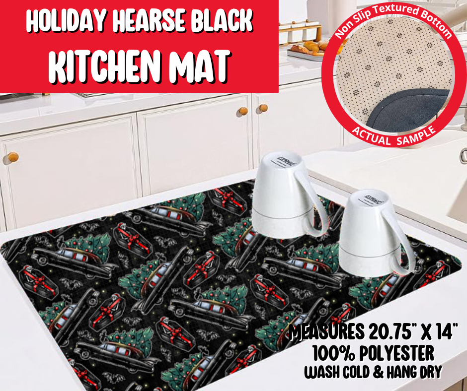 Preorder! Closes 8/20. ETA Nov. Holiday Hearse Black Kitchen Mat