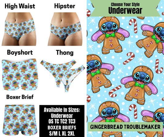 Preorder! Closes 8/25. ETA Nov. Gingerbread Troublemaker Hipster, High Waist, Boyshort, & Thong Underwear & Boxer Briefs