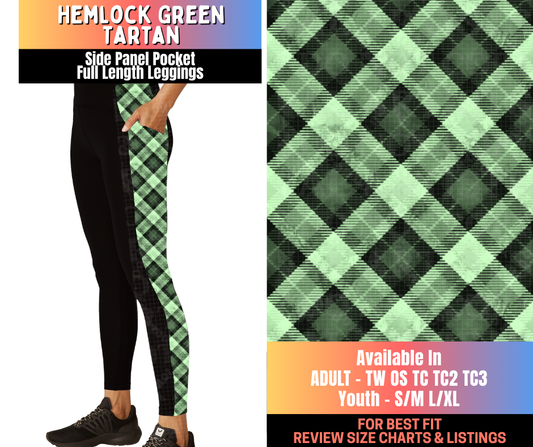 Preorder! Closes 10/16. ETA Jan. Hemlock Green Tartan Side Panel Pocket Full Length Leggings