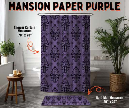Preorder! Closes 6/10. ETA Sept. Mansion Paper Purple Custom Shower Curtain and/or Bath Mat