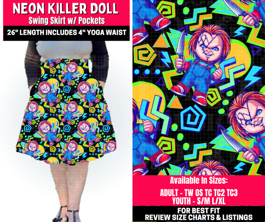 Preorder! Closes 10/23. ETA Jan. Neon Killer Doll Swing Skirt