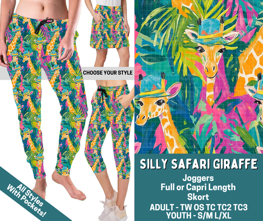 Preorder! Closes 4/27. ETA July. Silly Safari Giraffe Combo Jogger Lengths & Skort