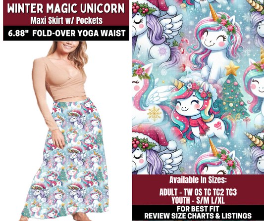 Preorder! Closes 10/22. ETA Jan. Winter Magic Unicorn Maxi Skirt