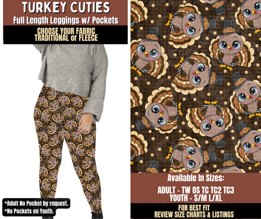 Preorder! Closes 7/27. ETA Oct. Turkey Cuties Leggings Choose Fleece or Traditional