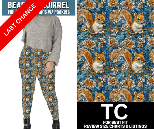 Beaded Squirrel Full Length Leggings w/ Pockets