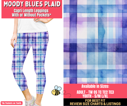 Preorder! Closes 1/28. ETA April. Moody Blues Plaid Capri Length Leggings w/wo Pockets