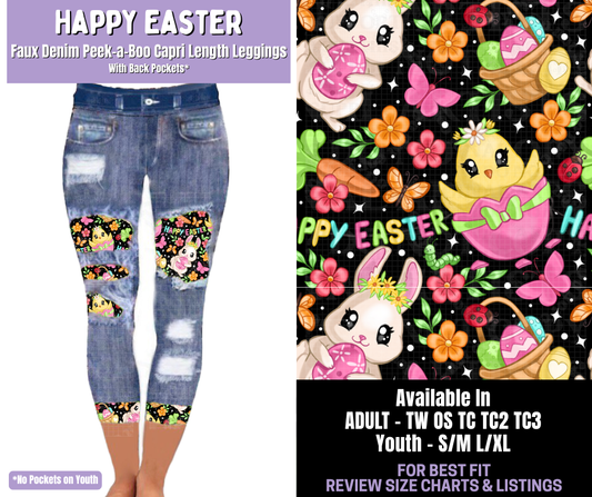 Preorder! Closes 1/22. ETA April. Happy Easter Capri Faux Denim Peekaboo