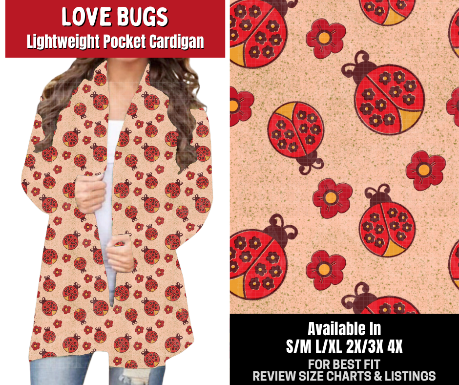 Preorder! Closes 10/26. ETA Jan. Love Bugs Pocket Cardigan