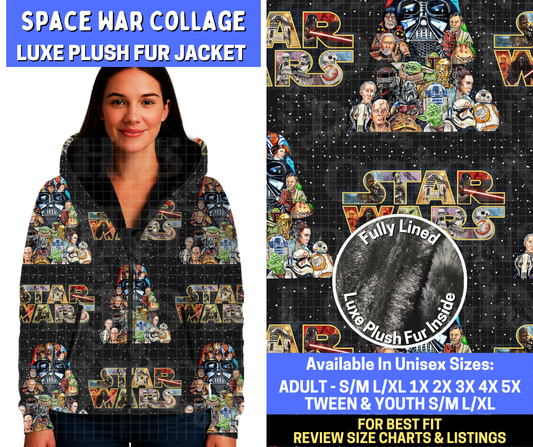 Preorder! Closes 10/20. ETA Jan. Space War Collage Luxe Fur Jacket