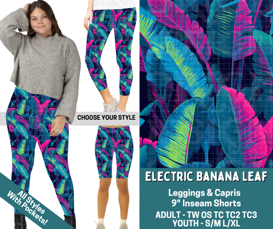 Preorder! Closes 4/27. ETA July. Electric Banana Leaf Combo Legging Lengths