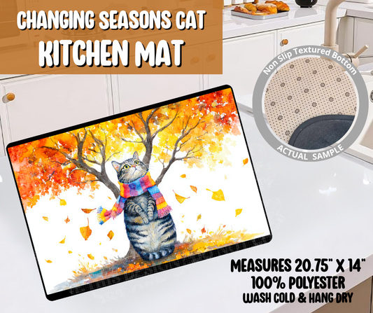 Preorder! Closes 6/8. ETA Sept. Changing Seasons Cat Kitchen Mat