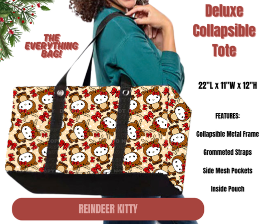 Preorder! Closes 9/1. ETA Dec. Reindeer Kitty Collapsible Tote