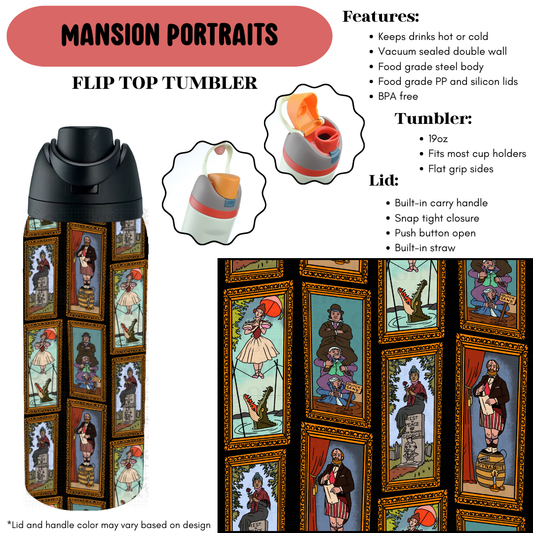 Preorder! Closes 9/18. ETA Dec. Mansion Portraits Cup Flip Top Tumbler