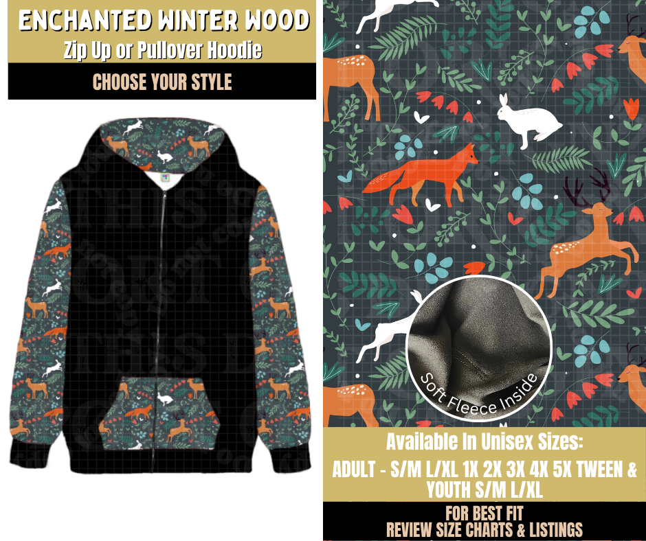 Preorder! Closes 9/9. ETA Dec. Enchanted Winter Wood Zip-Up or Pullover Hoodie