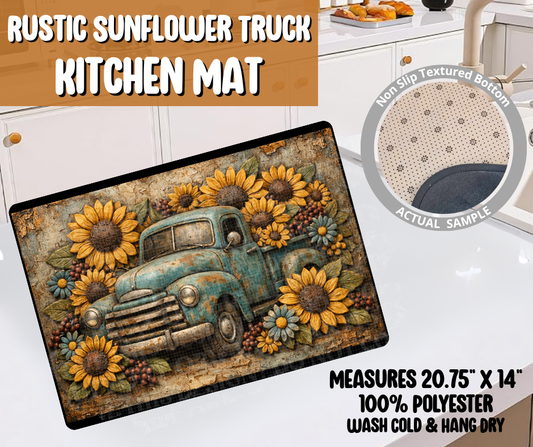 Preorder! Closes 6/8. ETA Sept. Rustic Sunflower Truck Kitchen Mat