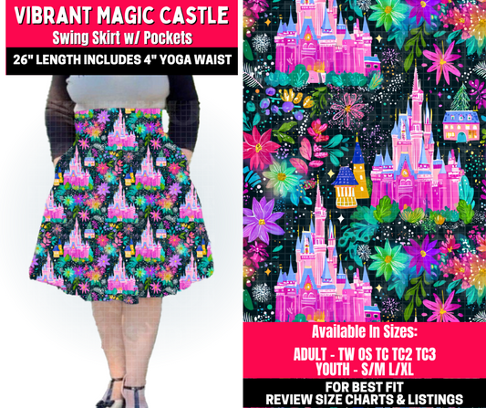 Preorder! Closes 10/23. ETA Jan. Vibrant Magic Castle Swing Skirt
