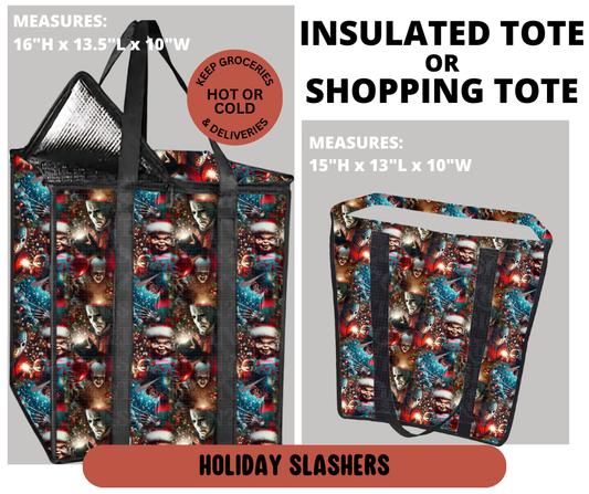 Preorder! Closes 9/11. ETA Dec. Holiday Slashers Shopping & Insulated Tote