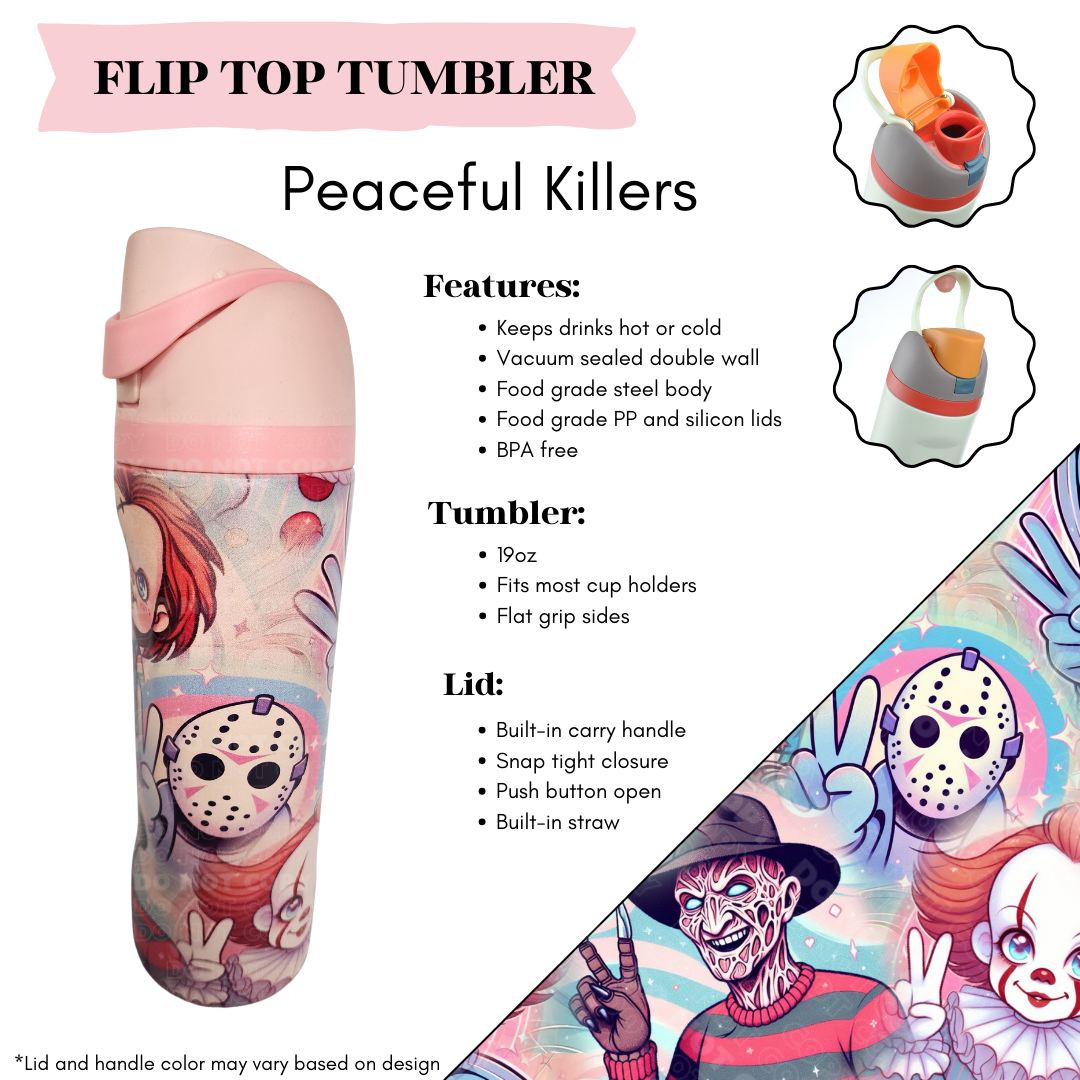 Peaceful Killers Flip Top Tumbler