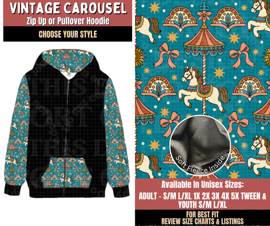 Preorder! Closes 10/22. ETA Jan. Vintage Carousel Zip-Up or Pullover Hoodie