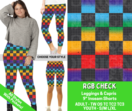 Preorder! Closes 2/25. ETA May. RGB Check Combo Legging Lengths