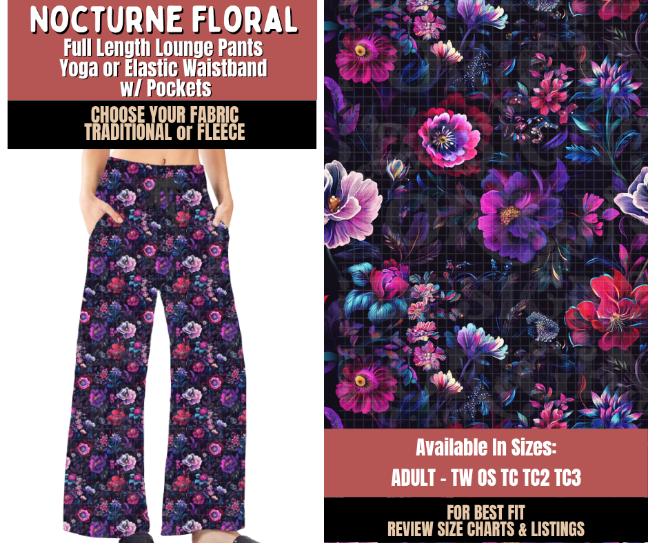Preorder! Closes 10/22. ETA Jan. Nocturne Floral Lounge Pants Choose Fleece or Traditional