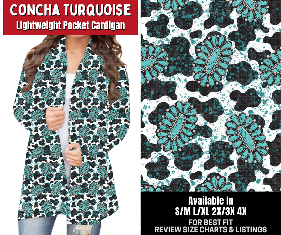 Preorder! Closes 10/26. ETA Jan. Concha Turquoise Pocket Cardigan
