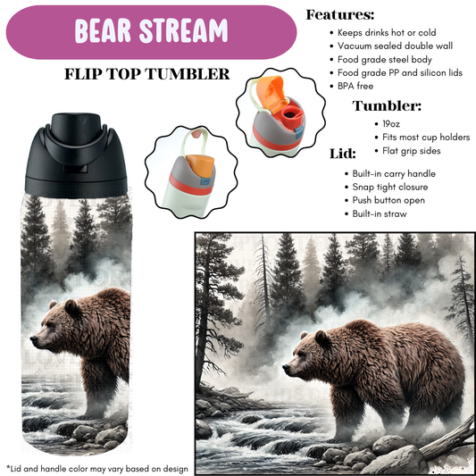 Preorder! Closes 4/8. ETA June. Bear Stream Flip Top Tumbler