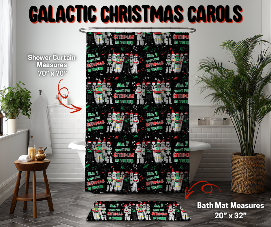 Preorder! Closes 9/8. ETA Dec. Galactic Christmas Carols Custom Shower Curtain and/or Bath Mat