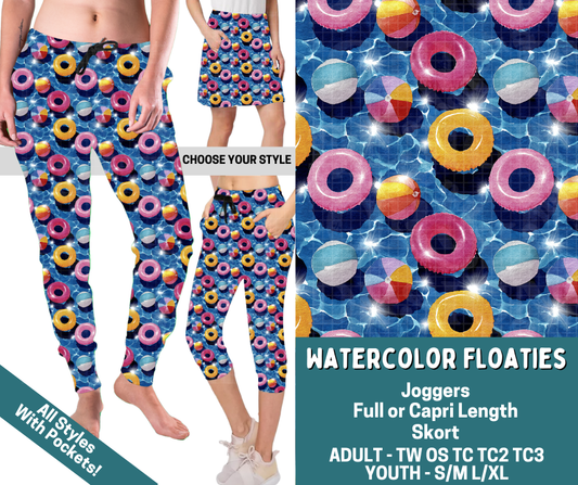 Preorder! Closes 4/27. ETA July. Watercolor Floaties Combo Jogger Lengths & Skort