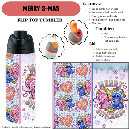 Preorder! Closes 9/18. ETA Dec. Merry S-mas Cup Flip Top Tumbler