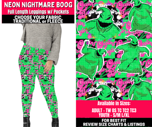 Preorder! Closes 10/23. ETA Jan. Neon Nightmare Boog Leggings Choose Fleece or Traditional