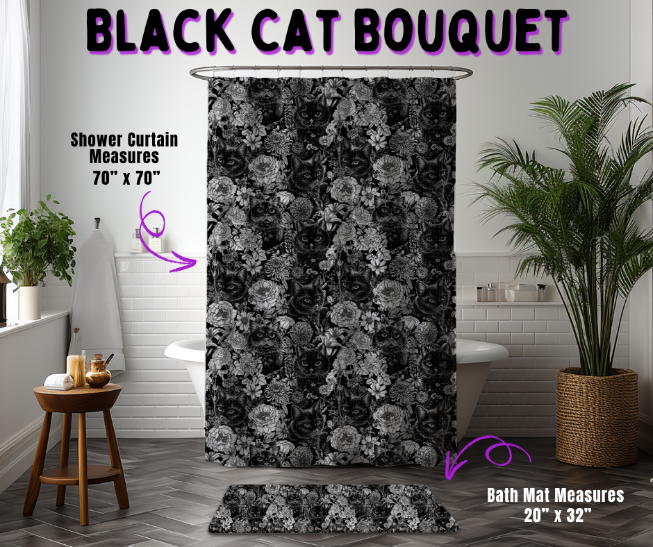 Preorder! Closes 10/21. ETA Jan. Black Cat Bouquet Custom Shower Curtain and/or Bath Mat