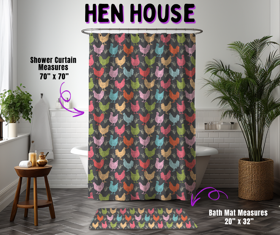 Preorder! Closes 10/21. ETA Jan. Hen House Custom Shower Curtain and/or Bath Mat