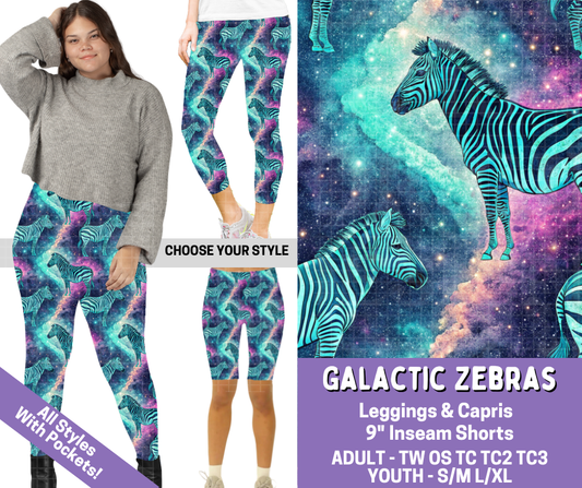 Preorder! Closes 4/30. ETA July. Galactic Zebras Combo Legging Lengths