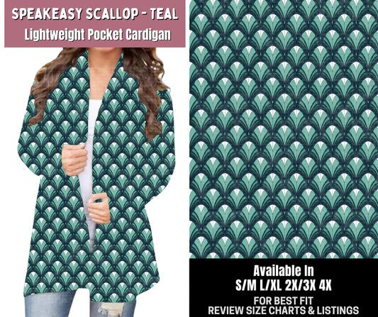Preorder! Closes 6/4. ETA Sept. Speakeasy Scallop - Teal Pocket Cardigan