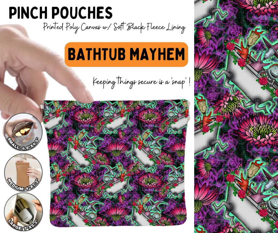 Preorder! Closes 6/17. ETA Sept. Bathtub Mayhem Pinch Pouches in 3 Sizes