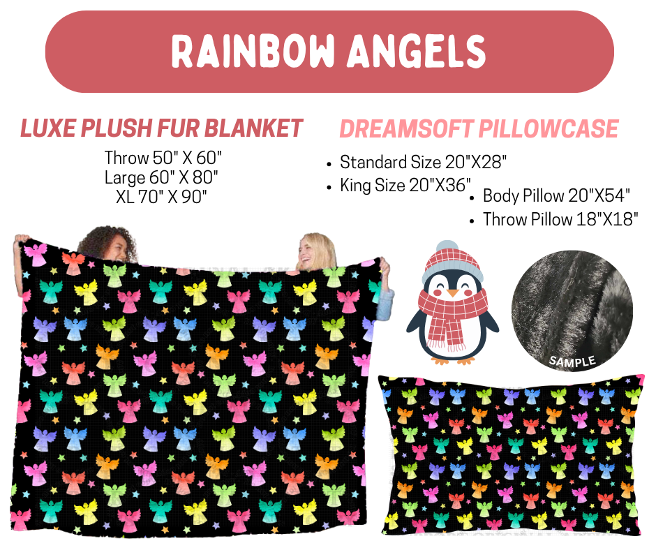 Preorder! Closes 8/17. ETA Nov. Rainbow Angels Luxe Plush Fur Blanket and/or DreamSoft Pillowcase