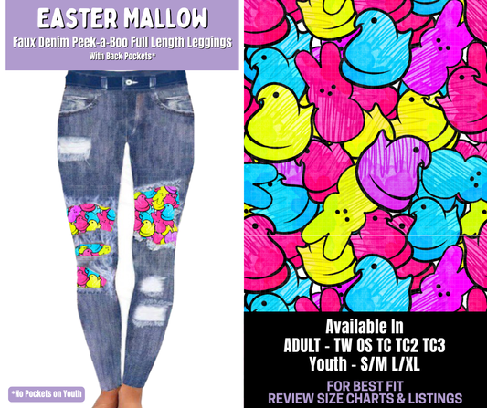 Preorder! Closes 1/22. ETA April. Easter Mallow Full Length Faux Denim Peekaboo