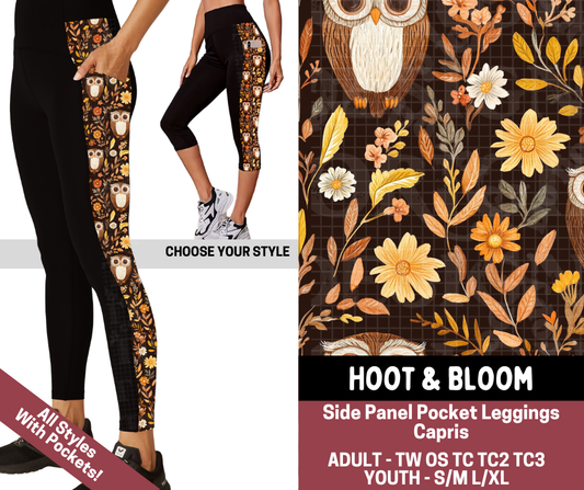 Preorder! Closes 7/23. ETA Oct. Hoot & Bloom Combo Side Panel Legging Lengths