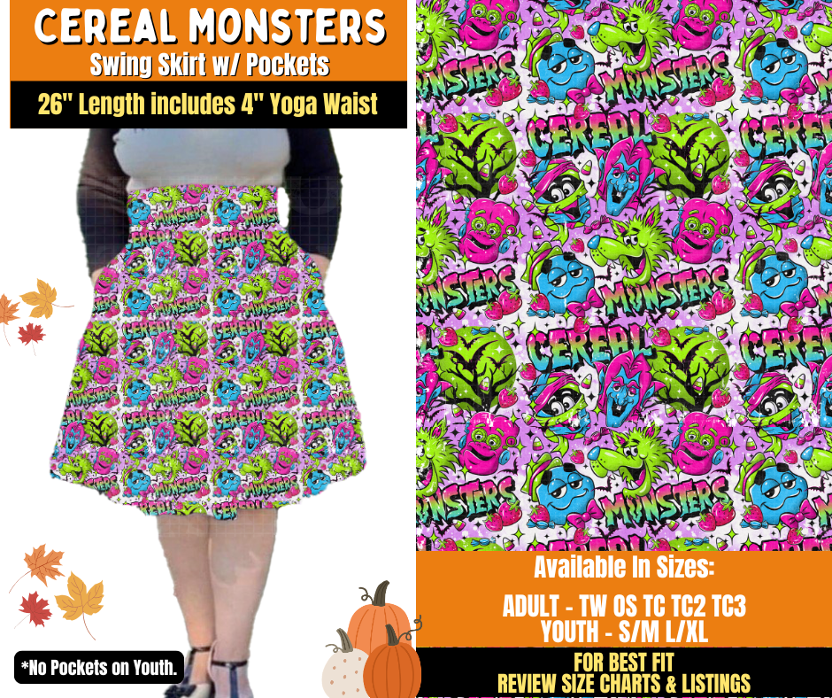 Preorder! Closes 7/16. ETA Oct. Cereal Monsters Swing Skirt