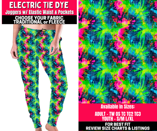 Preorder! Closes 10/23. ETA Jan. Electric Tie Dye Joggers Choose Fleece or Traditional